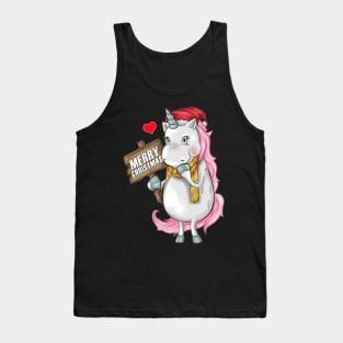 Unicorn Merry Christmas Cap Unicorn Clothing Gift Tank Top